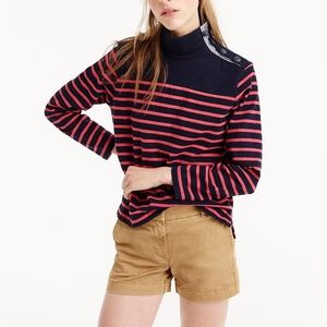NWT J Crew Striped Button Shoulder Sweater XS